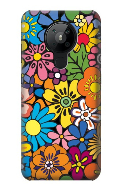 S3281 Colorful Hippie Flowers Pattern Funda Carcasa Case para Nokia 5.3