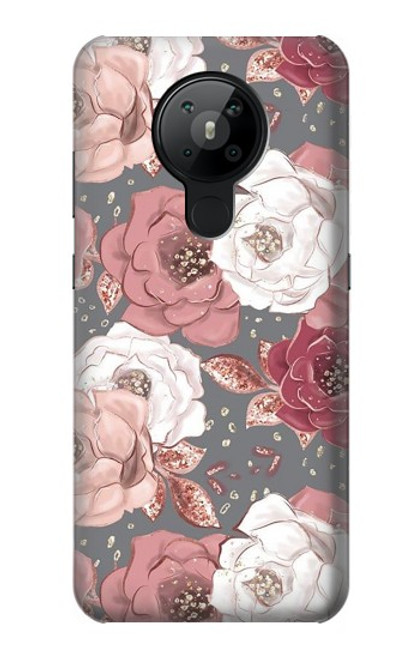 S3716 Rose Floral Pattern Funda Carcasa Case para Nokia 5.3