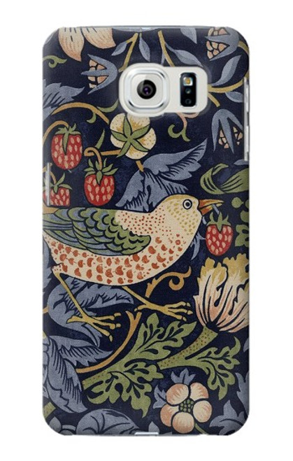 S3791 William Morris Strawberry Thief Fabric Funda Carcasa Case para Samsung Galaxy S6
