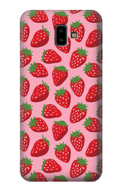 S3719 Strawberry Pattern Funda Carcasa Case para Samsung Galaxy J6+ (2018), J6 Plus (2018)