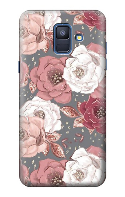 S3716 Rose Floral Pattern Funda Carcasa Case para Samsung Galaxy A6 (2018)