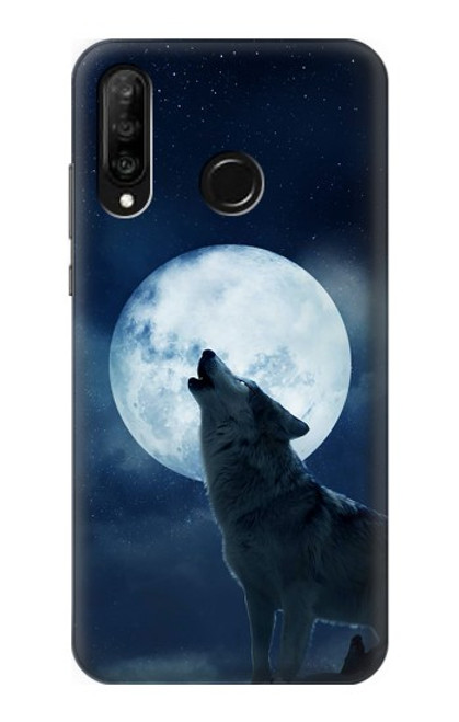 S3693 Grim White Wolf Full Moon Funda Carcasa Case para Huawei P30 lite