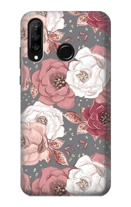 S3716 Rose Floral Pattern Funda Carcasa Case para Huawei P30 lite