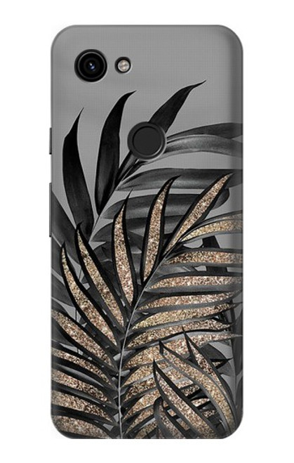 S3692 Gray Black Palm Leaves Funda Carcasa Case para Google Pixel 3a