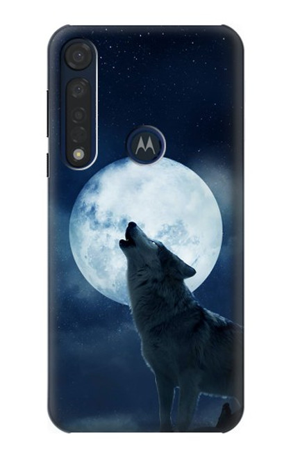 S3693 Grim White Wolf Full Moon Funda Carcasa Case para Motorola Moto G8 Plus