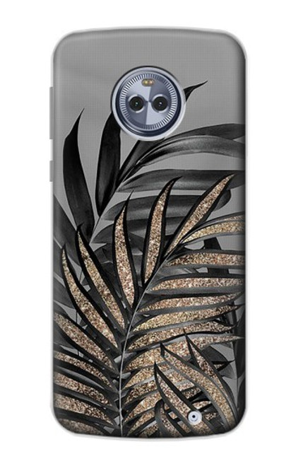 S3692 Gray Black Palm Leaves Funda Carcasa Case para Motorola Moto X4