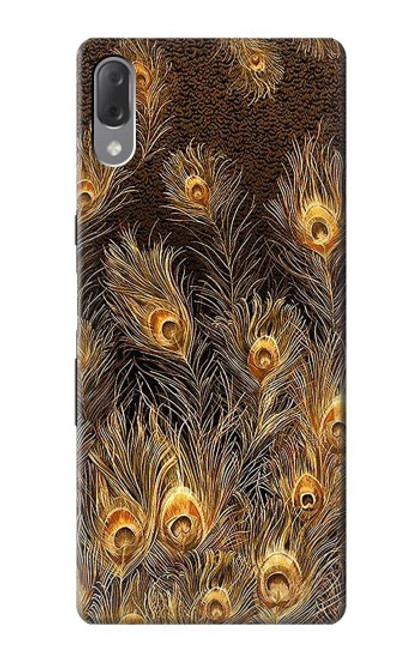 S3691 Gold Peacock Feather Funda Carcasa Case para Sony Xperia L3