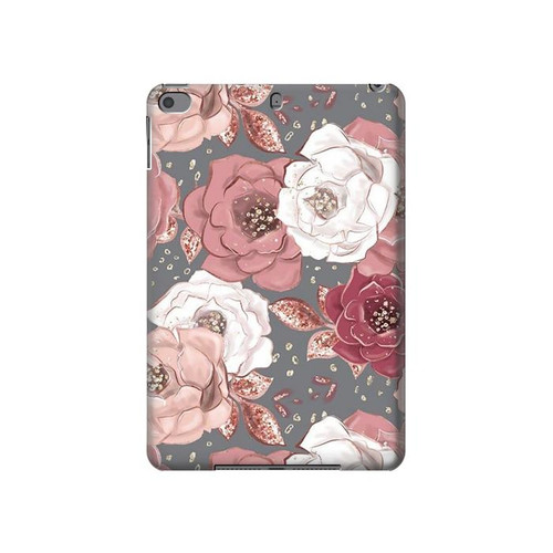 S3716 Rose Floral Pattern Funda Carcasa Case para iPad mini 4, iPad mini 5, iPad mini 5 (2019)