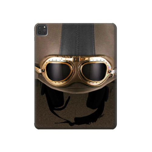 S2645 Vintage Brown Goggles Motorcycle Helmet Funda Carcasa Case para iPad Pro 11 (2021,2020,2018, 3rd, 2nd, 1st)