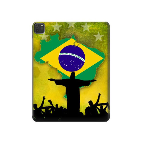 S2981 Brazil Football Soccer Funda Carcasa Case para iPad Pro 11 (2021,2020,2018, 3rd, 2nd, 1st)