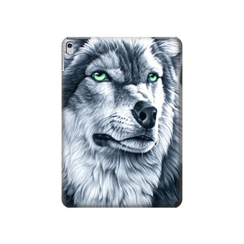 S0123 Grim White Wolf Funda Carcasa Case para iPad Air 2, iPad 9.7 (2017,2018), iPad 6, iPad 5