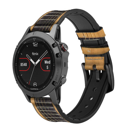 CA0001 Acoustic Guitar Correa de reloj inteligente de cuero y silicona para Garmin Smartwatch