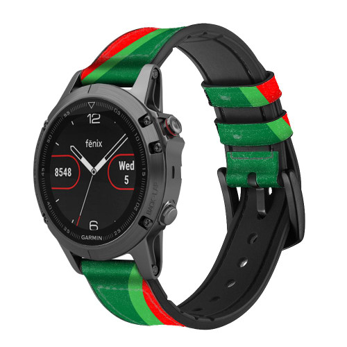 CA0294 Watermelon Correa de reloj inteligente de cuero y silicona para Garmin Smartwatch