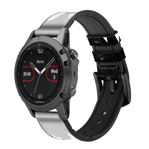 CA0838 Bear in Black Suit Correa de reloj inteligente de cuero y silicona para Garmin Smartwatch