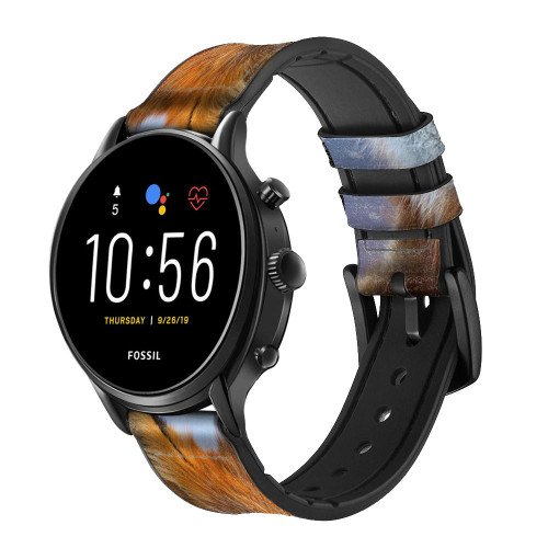 CA0050 Fox Correa de reloj inteligente de cuero y silicona para Fossil Smartwatch