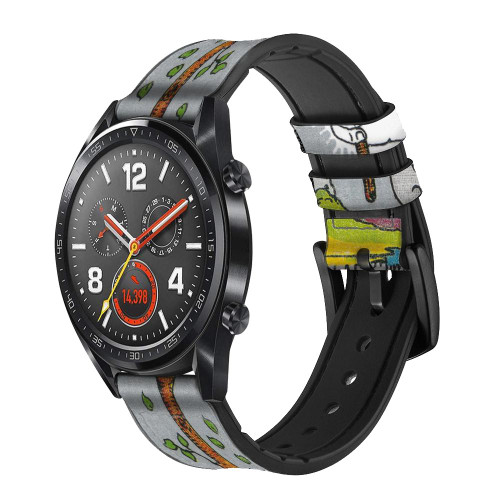 CA0843 Tarot Card Ace of Wands Correa de reloj inteligente de cuero y silicona para Wristwatch Smartwatch