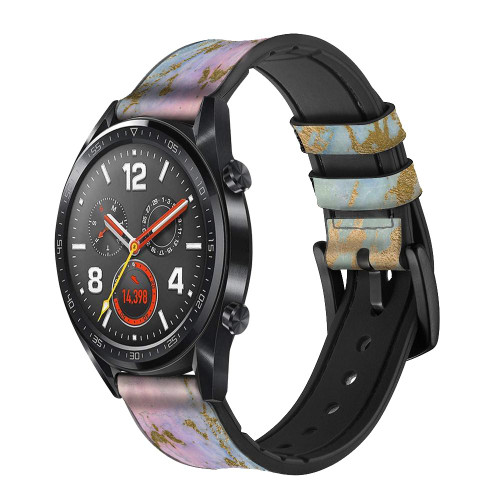 CA0845 Rainbow Gold Marble Correa de reloj inteligente de cuero y silicona para Wristwatch Smartwatch