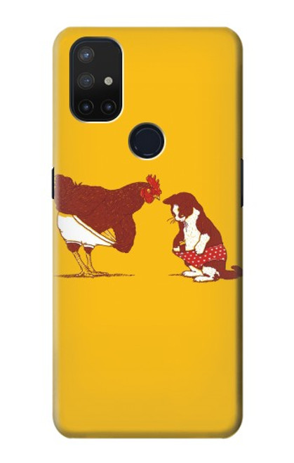 S1093 Rooster and Cat Joke Funda Carcasa Case para OnePlus Nord N10 5G