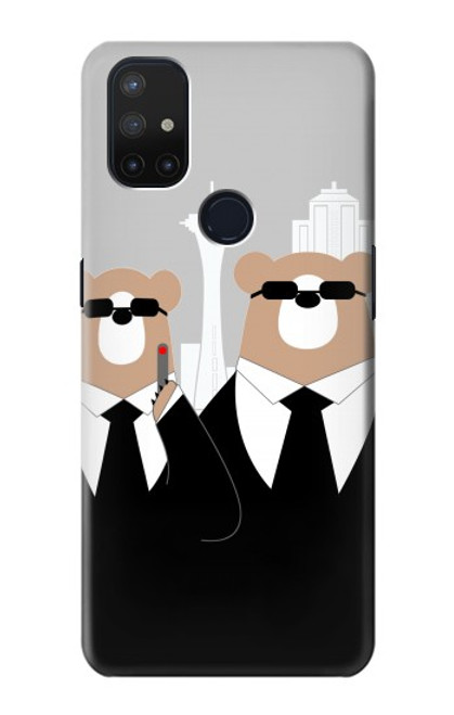 S3557 Bear in Black Suit Funda Carcasa Case para OnePlus Nord N10 5G