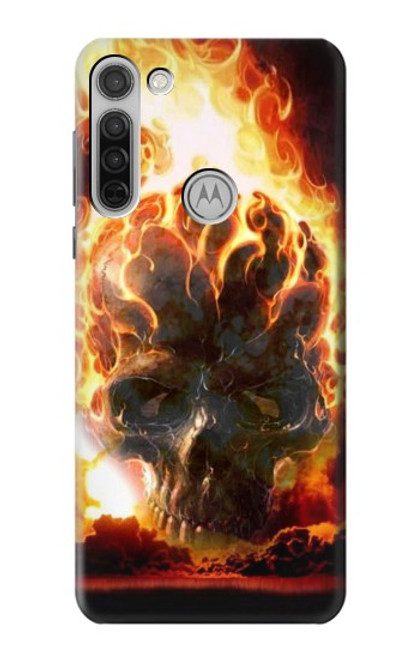 S0863 Hell Fire Skull Funda Carcasa Case para Motorola Moto G8