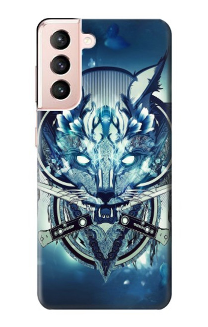 S1135 Wolf with knives Rock Funda Carcasa Case para Samsung Galaxy S21 5G