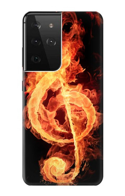 S0493 Music Note Burn Funda Carcasa Case para Samsung Galaxy S21 Ultra 5G