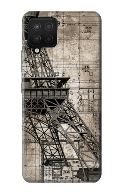 S3416 Eiffel Tower Blueprint Funda Carcasa Case para Samsung Galaxy A12