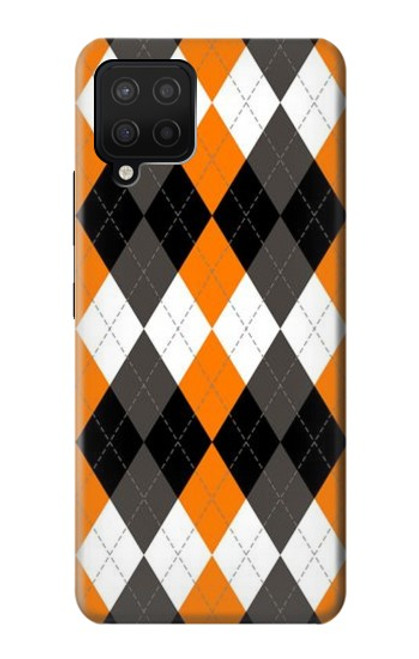 S3421 Black Orange White Argyle Plaid Funda Carcasa Case para Samsung Galaxy A12