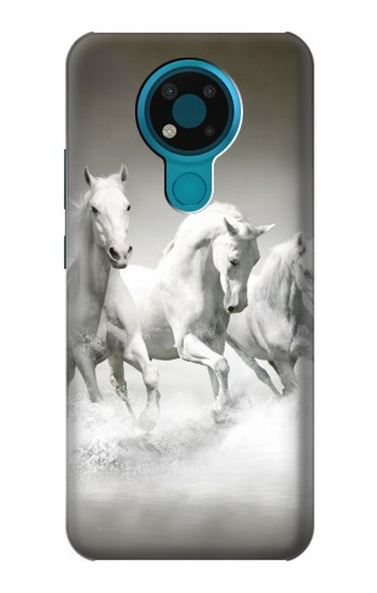 S0933 White Horses Funda Carcasa Case para Nokia 3.4