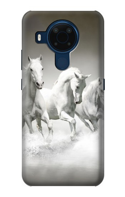 S0933 White Horses Funda Carcasa Case para Nokia 5.4