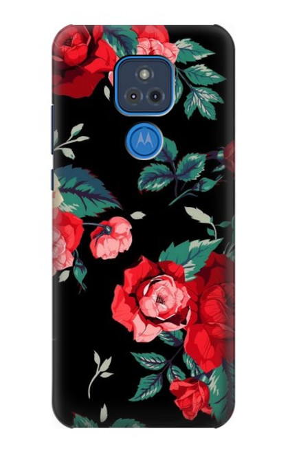 S3112 Rose Floral Pattern Black Funda Carcasa Case para Motorola Moto G Play (2021)