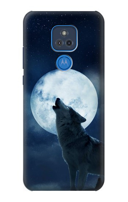 S3693 Grim White Wolf Full Moon Funda Carcasa Case para Motorola Moto G Play (2021)