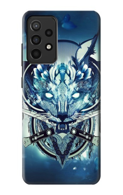 S1135 Wolf with knives Rock Funda Carcasa Case para Samsung Galaxy A52, Galaxy A52 5G