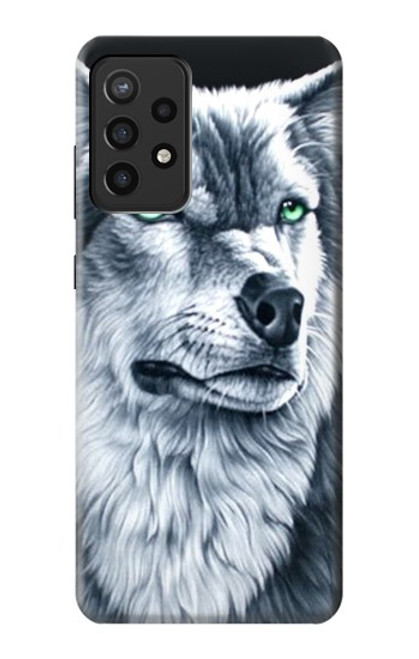 S0123 Grim White Wolf Funda Carcasa Case para Samsung Galaxy A72, Galaxy A72 5G