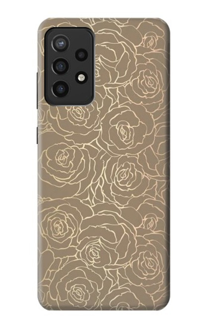 S3466 Gold Rose Pattern Funda Carcasa Case para Samsung Galaxy A72, Galaxy A72 5G