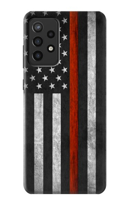 S3472 Firefighter Thin Red Line Flag Funda Carcasa Case para Samsung Galaxy A72, Galaxy A72 5G