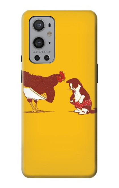 S1093 Rooster and Cat Joke Funda Carcasa Case para OnePlus 9 Pro