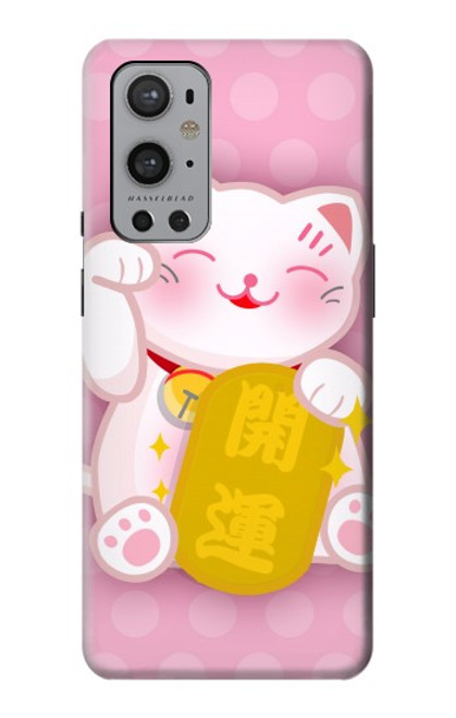 S3025 Pink Maneki Neko Lucky Cat Funda Carcasa Case para OnePlus 9 Pro