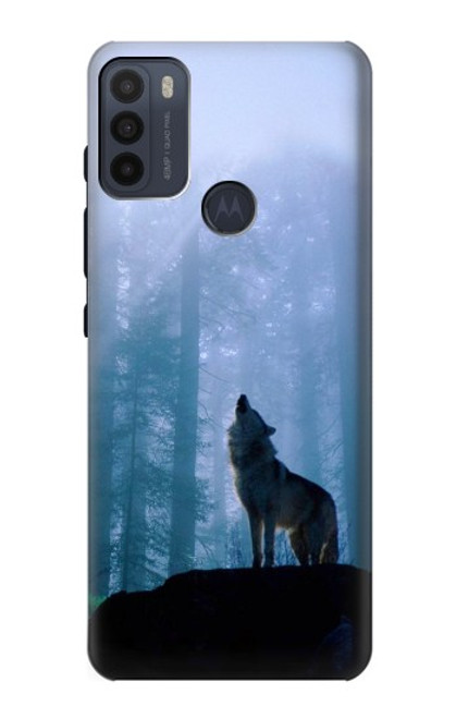 S0935 Wolf Howling in Forest Funda Carcasa Case para Motorola Moto G50