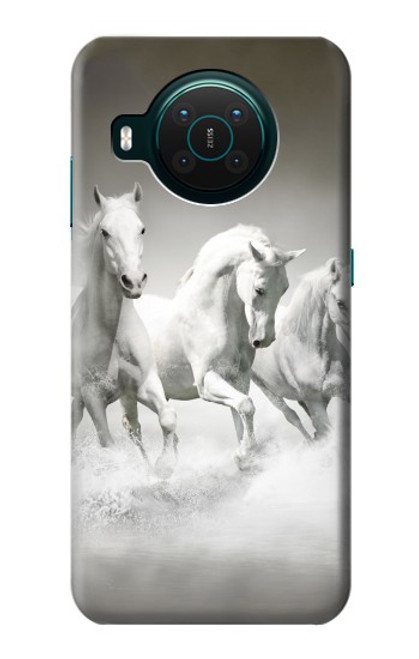 S0933 White Horses Funda Carcasa Case para Nokia X10