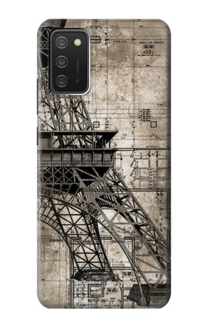S3416 Eiffel Tower Blueprint Funda Carcasa Case para Samsung Galaxy A03S