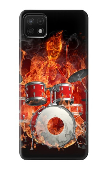 S1431 Skull Drum Fire Rock Funda Carcasa Case para Samsung Galaxy A22 5G