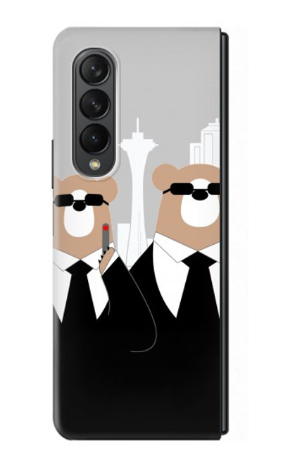 S3557 Bear in Black Suit Case For Samsung Galaxy Z Fold 3 5G