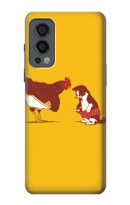 S1093 Rooster and Cat Joke Funda Carcasa Case para OnePlus Nord 2 5G