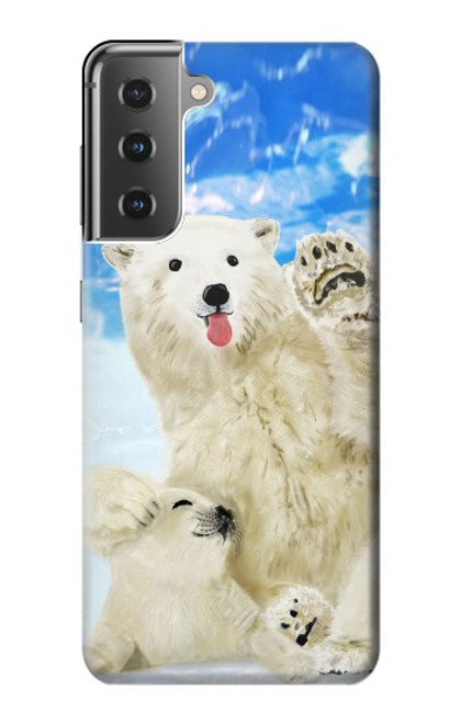 S3794 Arctic Polar Bear in Love with Seal Paint Funda Carcasa Case para Samsung Galaxy S21 Plus 5G, Galaxy S21+ 5G