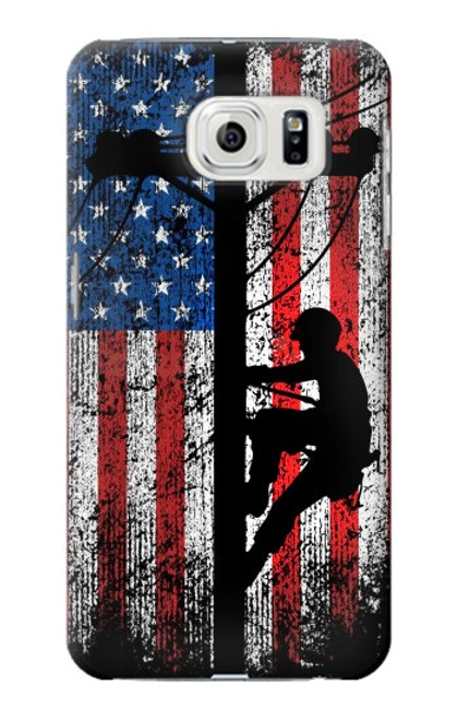 S3803 Electrician Lineman American Flag Funda Carcasa Case para Samsung Galaxy S7 Edge