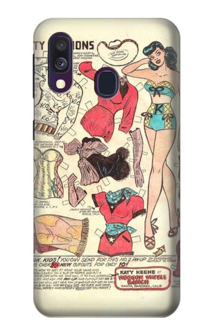 S3820 Vintage Cowgirl Fashion Paper Doll Funda Carcasa Case para Samsung Galaxy A40