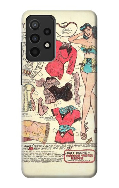 S3820 Vintage Cowgirl Fashion Paper Doll Funda Carcasa Case para Samsung Galaxy A52, Galaxy A52 5G