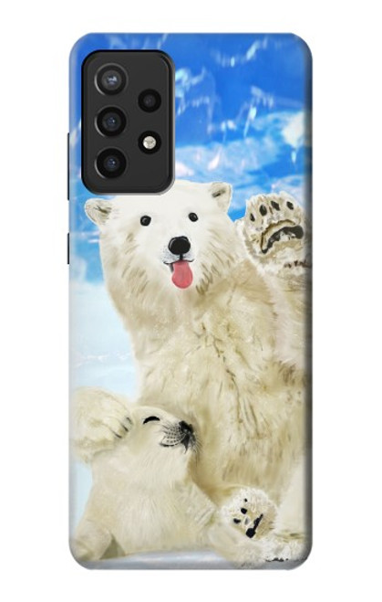 S3794 Arctic Polar Bear in Love with Seal Paint Funda Carcasa Case para Samsung Galaxy A72, Galaxy A72 5G