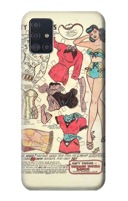 S3820 Vintage Cowgirl Fashion Paper Doll Funda Carcasa Case para Samsung Galaxy A51